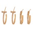 Fashion Copper Inlaid Zirconia Copper Set Zircon C-shaped Cross Earrings