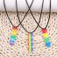 Fashion Four Colors Rainbow Heart-necklace Acrylic Gradient Heart Necklace