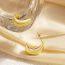 Fashion Golden Pair Titanium Steel C-shaped Horn Stud Earrings
