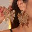 Fashion Pink Geometric Diamond Butterfly Earrings