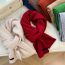 Fashion 6 Solid Color Red Polyester Knitted Patch Scarf