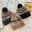 Fashion 2 Balls With Black Lines Wool Knitted Label Beanie