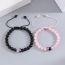 Fashion A Pair Of Stainless Steel Love Rose Quartz Black Frosted Braided Ropes Pair Of Stainless Steel Turquoise Beaded Heart Bracelets