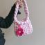 Fashion Pink Cotton Woven Shoulder Bag