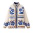Fashion Color Polyester Printed Stand Collar Jacket