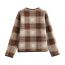 Fashion Red Plaid Knitted Buttoned Jacket