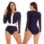 Fashion Dark Blue Polyester Color Block Long Sleeve Wetsuit