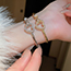 Fashion Bracelet - Silver Copper Inlaid Diamond Hollow Love Open Bracelet