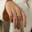 Fashion Gold Copper Set With Diamonds And Pearls Multi-layered Open Ring