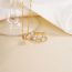 Fashion Golden White Diamond Copper Inlaid Zirconium Geometric Ring Necklace Set