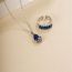 Fashion Platinum Blue Diamond Copper Set With Zirconium Drop-shaped Necklace And Ring Set