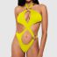 Fashion Yellow Nylon Halterneck Hollow One-piece Swimsuit
