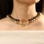Fashion White Pine Geometric Natural Stone Beaded Spring Buckle Necklace