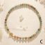 Fashion White Pine Geometric Natural Stone Beaded Spring Buckle Necklace