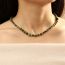 Fashion Black Line Stripes Geometric Natural Stone Beaded Spring Buckle Necklace