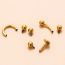 Fashion Gold T-shaped Lip Nails-12mm Stainless Steel Screw Piercing Lip Nail
