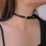 Fashion Black Alloy Textured Leather Rope Collar