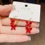 Fashion Red Zircon Butterfly Earrings (thick Real Gold Plating) Copper Inlaid Zirconium Butterfly Earrings