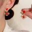 Fashion Red Four-leaf Blessing Earrings (thick Real Gold Plating) Copper Inlaid Diamond Four-leaf Fortune Earrings