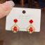 Fashion Red Four-leaf Blessing Earrings (thick Real Gold Plating) Copper Inlaid Diamond Four-leaf Fortune Earrings