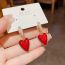 Fashion Red Love Earrings (thick Real Gold Plating) Copper Inlaid Diamond Oil Drop Love Earrings Earrings