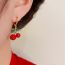 Fashion Full Diamond Cherry Earrings (thick Real Gold Plating) Copper Inlaid Zirconium Cherry Earrings