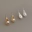 Fashion Gold Metal Drop Pearl Earrings