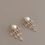 Fashion Gold Metal Set Zirconium Pearl Earrings