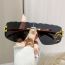 Fashion Golden Frame Tea Slices Square Rimless Cut-edge Sunglasses