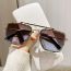 Fashion Golden Frame Tea Slices Pc Diamond Double Bridge Sunglasses