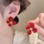Fashion Red Flocked Flower Earrings