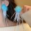 Fashion Pink Fur Ball Feather Tassel Earrings
