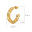 Fashion 5.0 Plum Blossom Line C-shaped Earrings Gold Stainless Steel Twist C-shaped Earrings