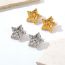 Fashion Gold Stainless Steel Five-pointed Star Earrings
