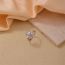Fashion White Gold Zircon Copper Diamond Drop-shaped Ring Four-leaf Flower Necklace Set