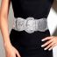 Fashion Covered Bright Pink Pin Buckle + Fish Scale Girdle (silver) Wide Belt With Metal Covered Buckle And Glitter Pin Buckle