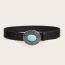 Fashion Round Snap Button (a Round Orchid Bead In The Middle) Faux Leather Oval Snap-buckle Wide Belt
