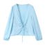 Fashion Sky Blue Polyester Jacquard Lace-up Shirt