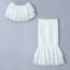 Fashion White Polyester Embroidered Layered Top Fishtail Skirt Suit