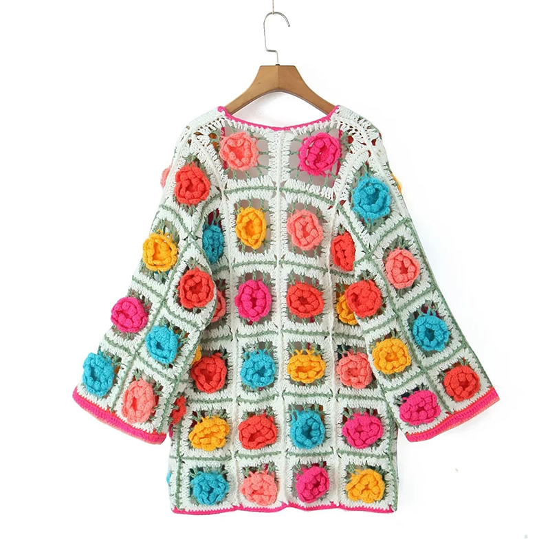 Fashion Multicolor Blended Hand-crocheted Jacket