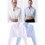 Fashion White Polyester Lapel Elastic Shirt