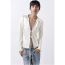Fashion Off White Polyester Lapel Lace-up Shirt