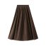 Fashion Dark Brown Polyester Lace-up Pleated Skirt
