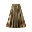 Fashion Silver Metallic Silk Pleated Skirt