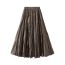 Fashion Dark Coffee Polyester Pleated Wide Hem Skirt