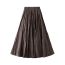 Fashion Dark Coffee Polyester Pleated Wide Hem Skirt