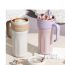 Fashion Blue + Free Straw Stainless Steel Large Capacity Thermos Cup With Straw