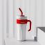 Fashion White + Free Straw Stainless Steel Large Capacity Thermos Cup With Straw