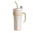 Fashion White + Free Straw Stainless Steel Large Capacity Thermos Cup With Straw