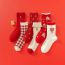Fashion Red Cotton Printed Mid-calf Socks Set Of Six Pairs In Gift Box